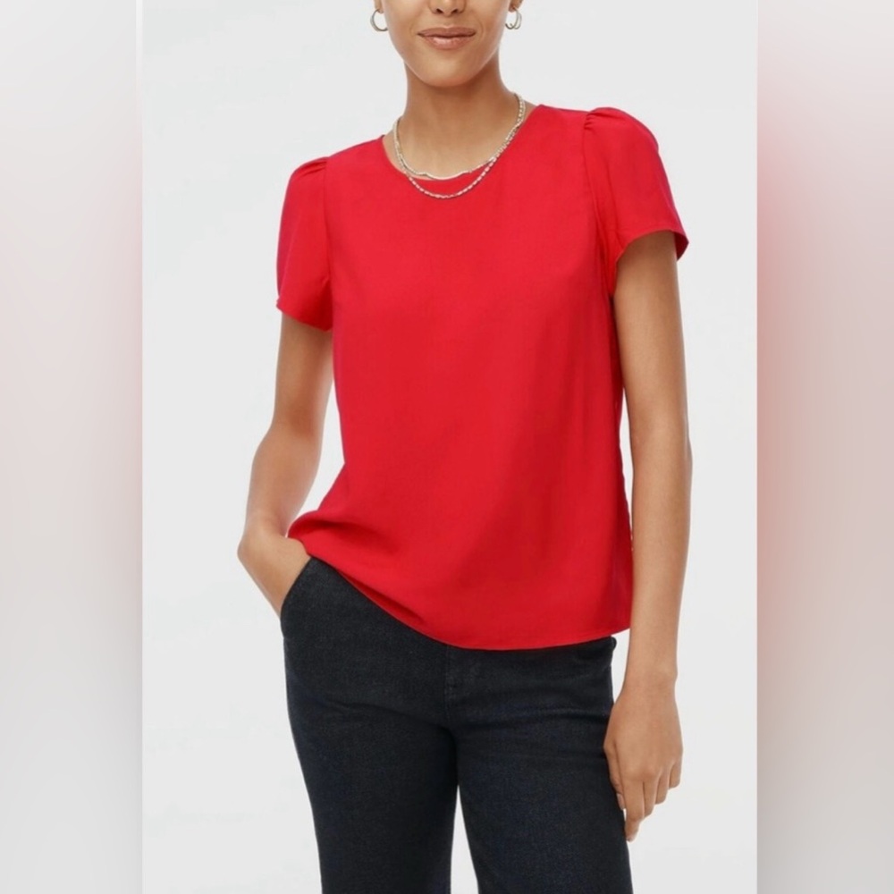 NWT J. CREW FACTORY SHORT SLEEVE CREPE BLOUSE - MEDIUM
